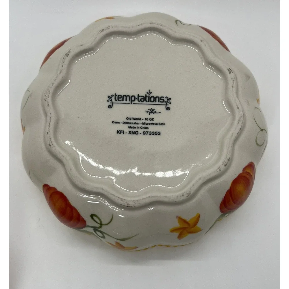 Temptations Old World Fall Harvest‎ Pumpkin Patch 2 Bakeware Covered Dishes 16oz